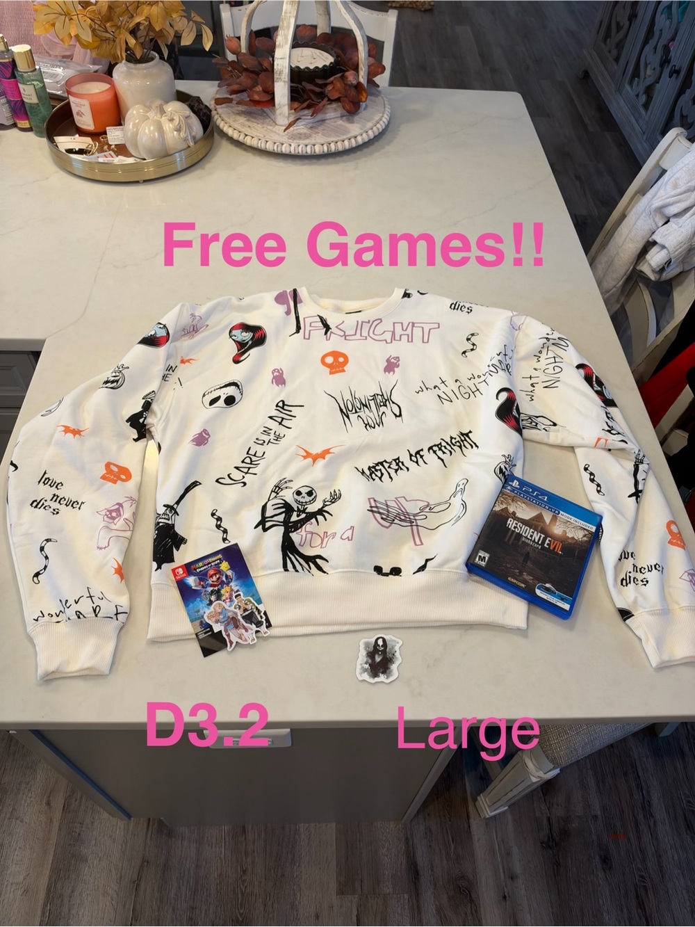 Women’s Disney Nightmare before Christmas sweatshirt plus free games as bait